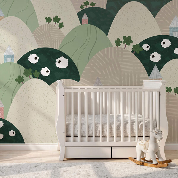 Wall murals Wall murals Landscape with hills and flowers (SKU: t00431)