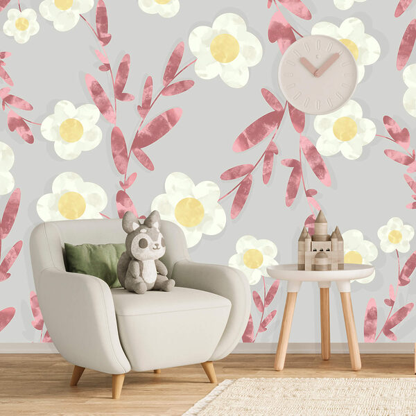 Pattern of white and yellow flowers