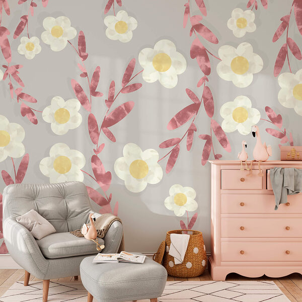 Wall murals Pattern of white and yellow flowers (SKU: t00435) Wall murals Wall murals Pattern of white and yellow flowers (SKU: t00435)