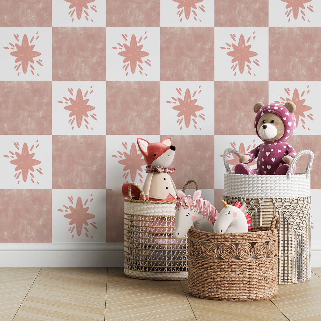 Pattern of pink squares with white squares Pattern of pink squares with white squares