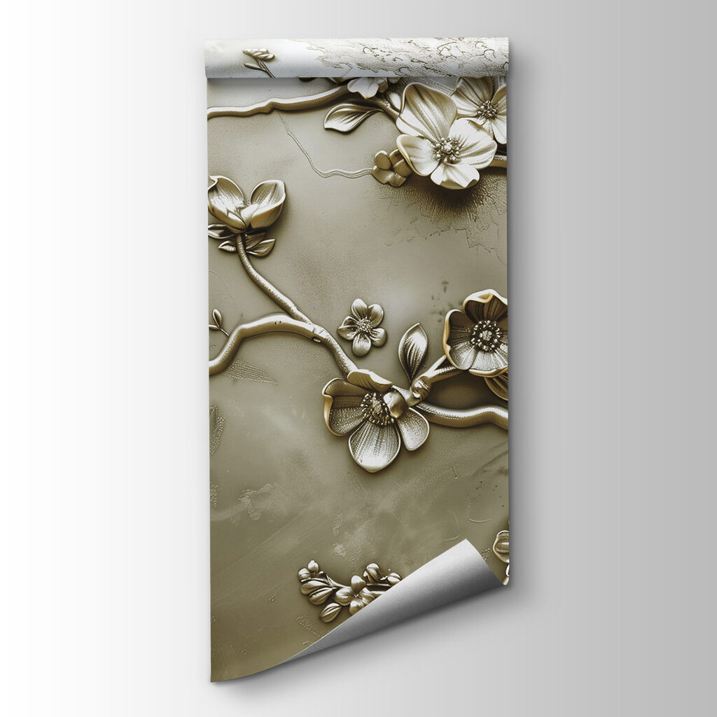 Wall with flowers and branches