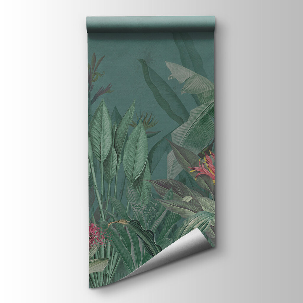 Wallpaper with plants and flowers