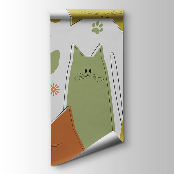 Group of cats with flowers and leaves Group of cats with flowers and leaves