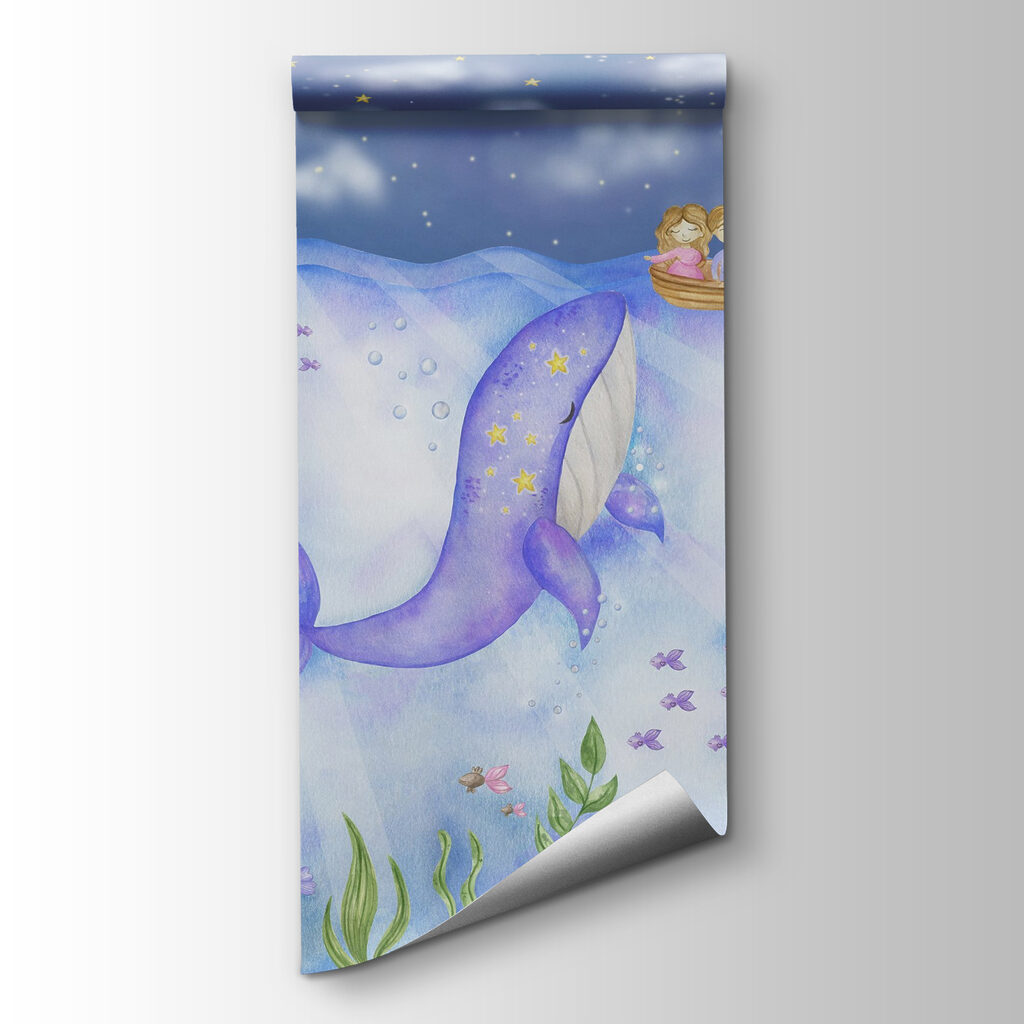 Whale and jellyfish under the sea