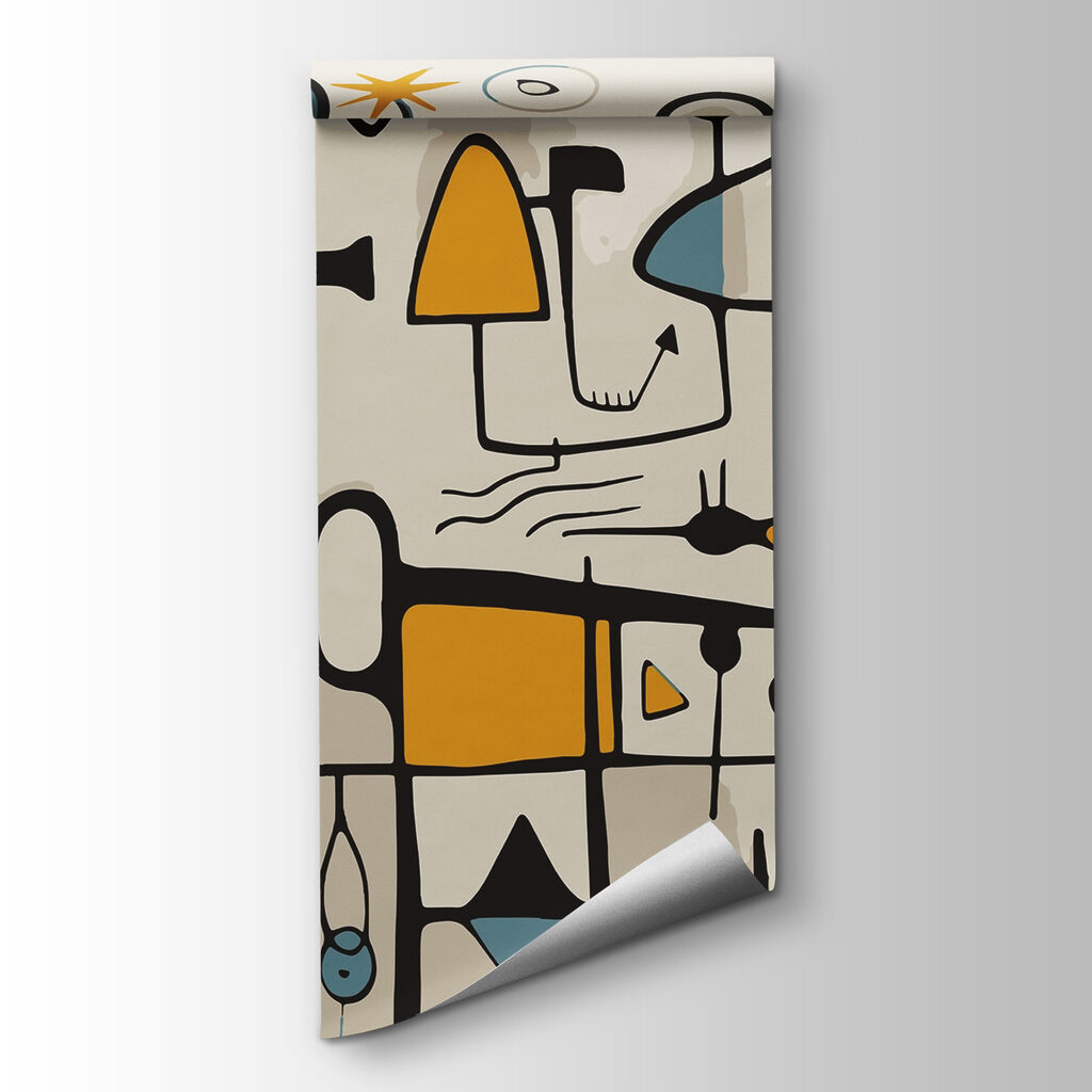 Colorful art piece with people and shapes Colorful art piece with people and shapes