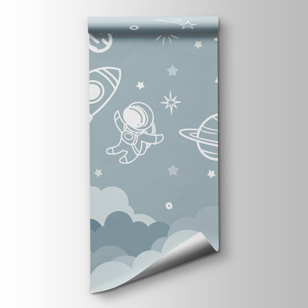 Space scene with clouds and stars