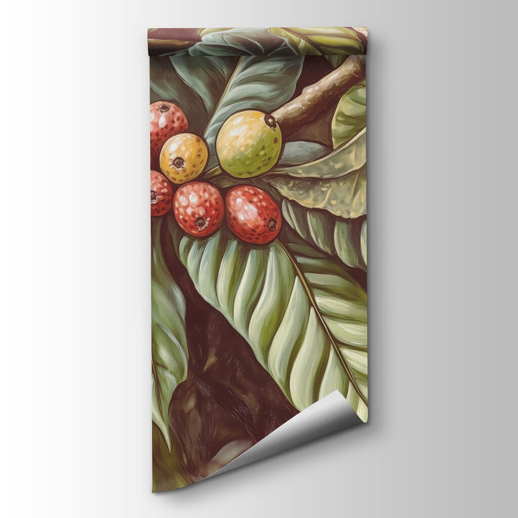 Lush leaves with vibrant fruit clusters Lush leaves with vibrant fruit clusters