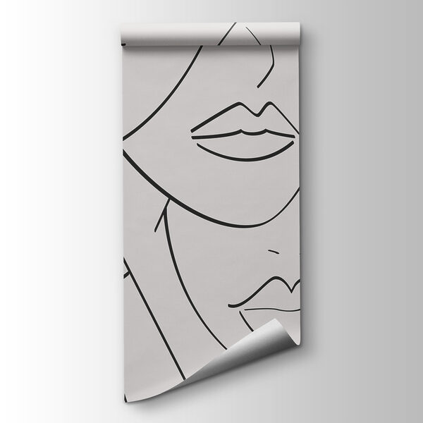 Group of faces with lips and lips drawn in black and white Group of faces with lips and lips drawn in black and white