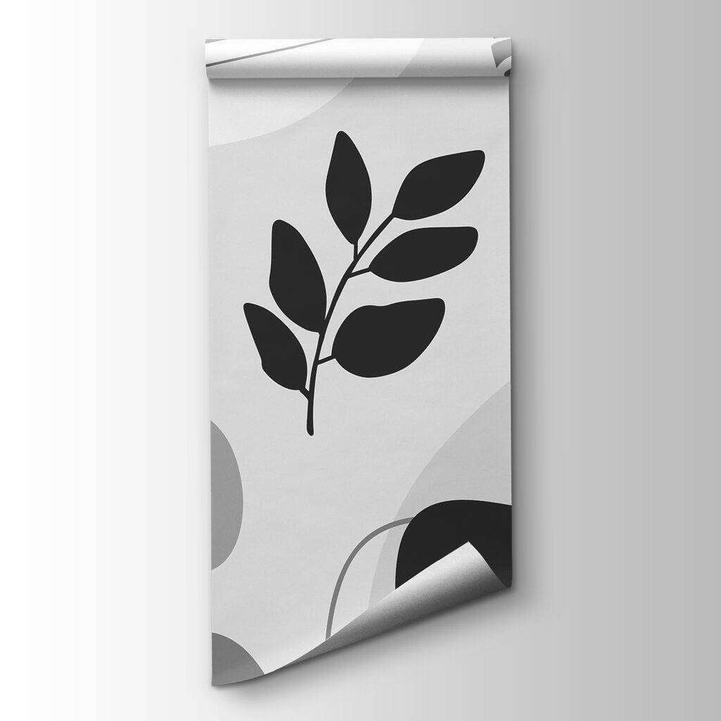 Black and white image of leaves and plants