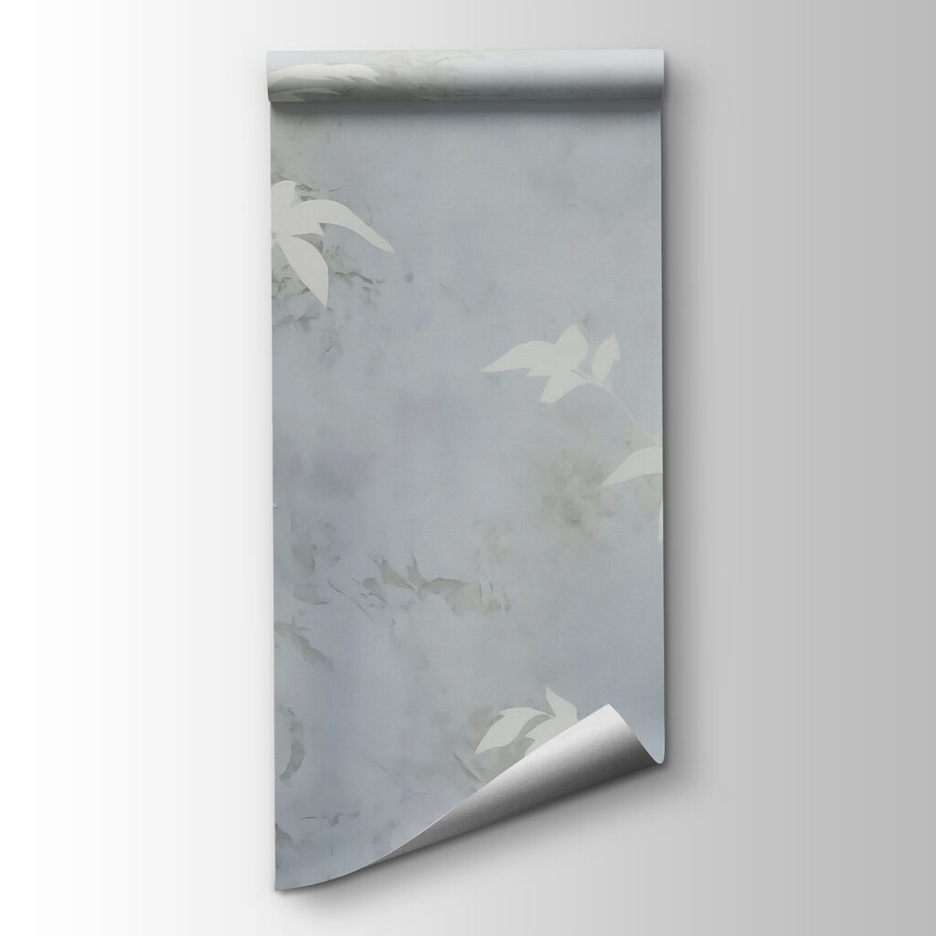 White leaves on a grey surface White leaves on a grey surface