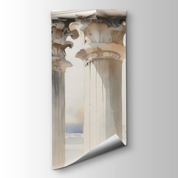 Watercolor painting of a building with pillars Watercolor painting of a building with pillars