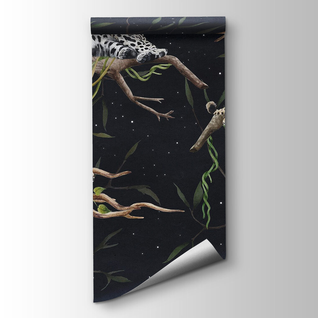 Group of leopards lying on branches Group of leopards lying on branches