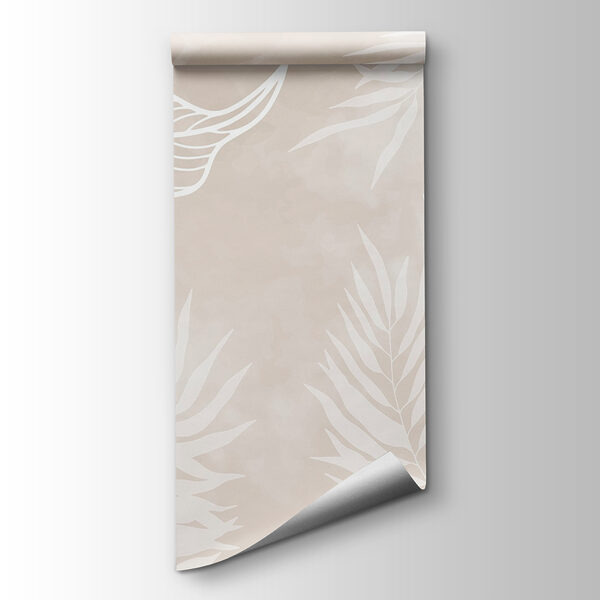 White leaves on a beige background White leaves on a beige background