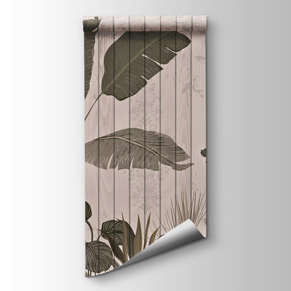 Wood wall with leaves and plants Wood wall with leaves and plants