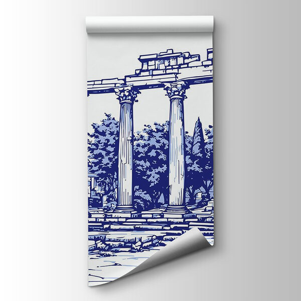 Drawing of a stone structure with columns Drawing of a stone structure with columns