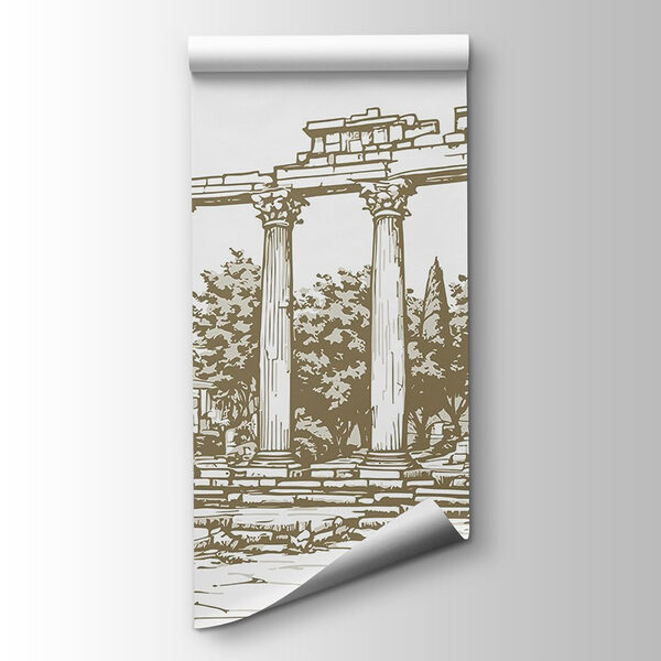 Drawing of a stone structure with columns