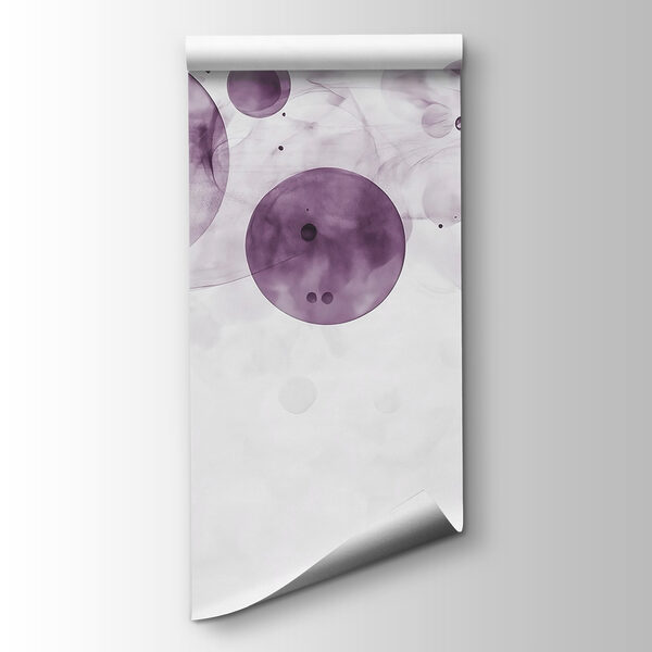 Purple circles and smoke on a white background