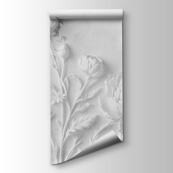 White flower carving on a wall