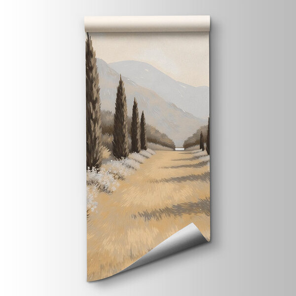 Landscape with trees and flowers