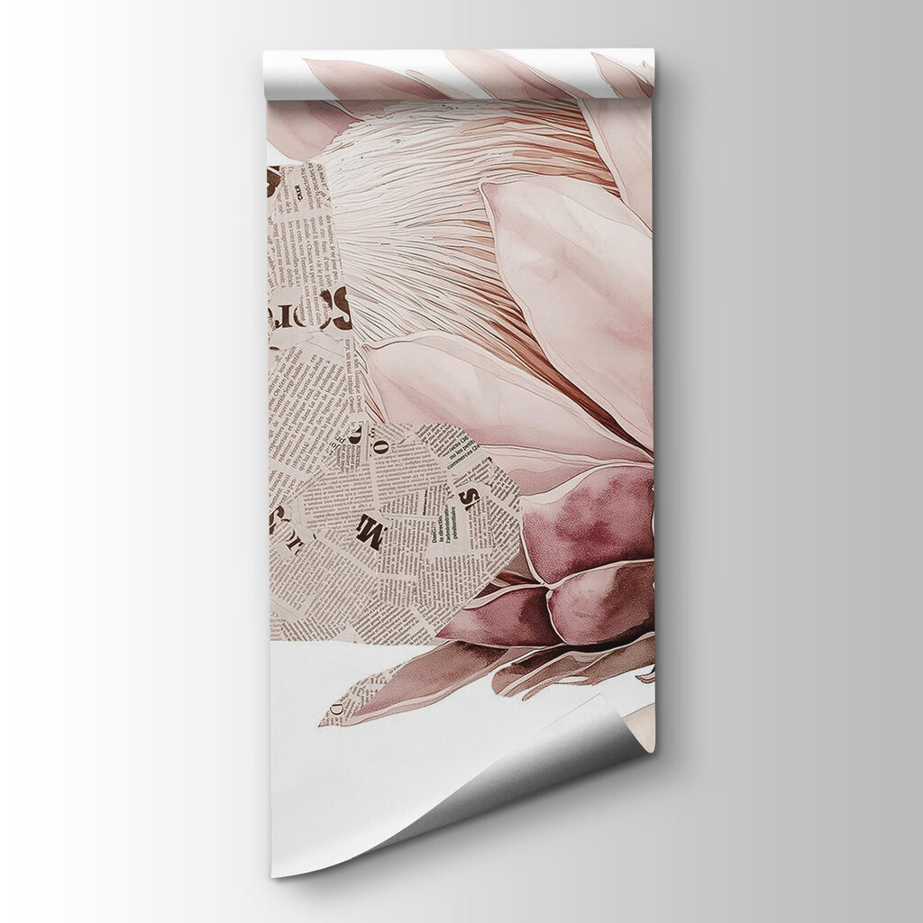 Flower with newspaper and leaves