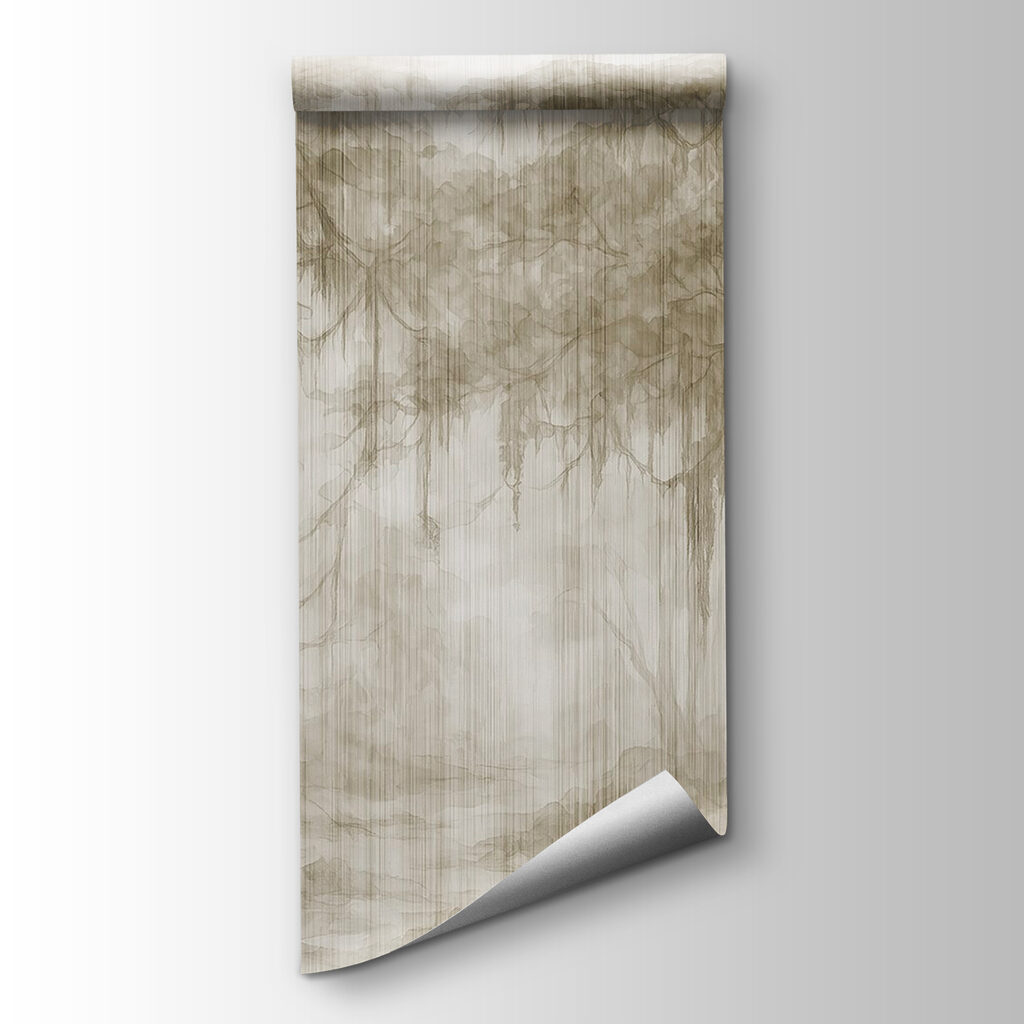 Group of trees in a foggy forest Group of trees in a foggy forest