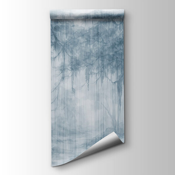 Group of trees in a foggy forest Group of trees in a foggy forest