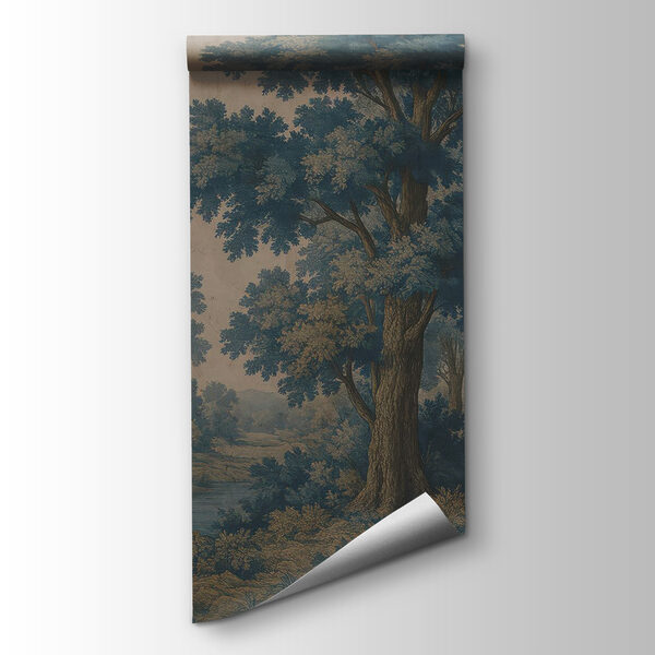 Painting of trees and a river