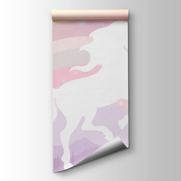 A unicorn with a rainbow and mountains A unicorn with a rainbow and mountains