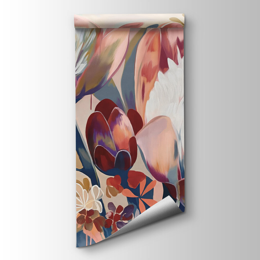 A painting of flowers on a surface