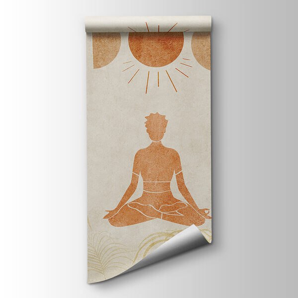 Drawing of a person meditating in the middle of a field