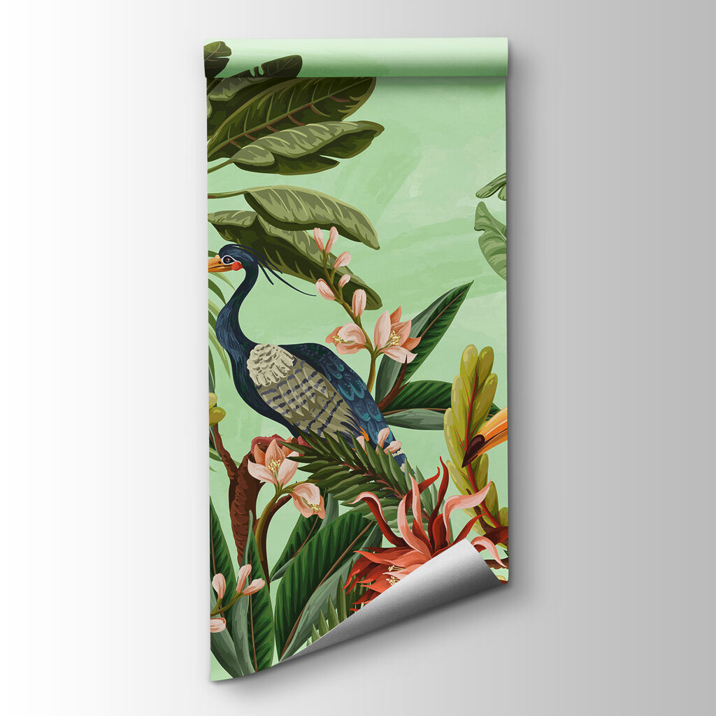 Group of birds and flowers