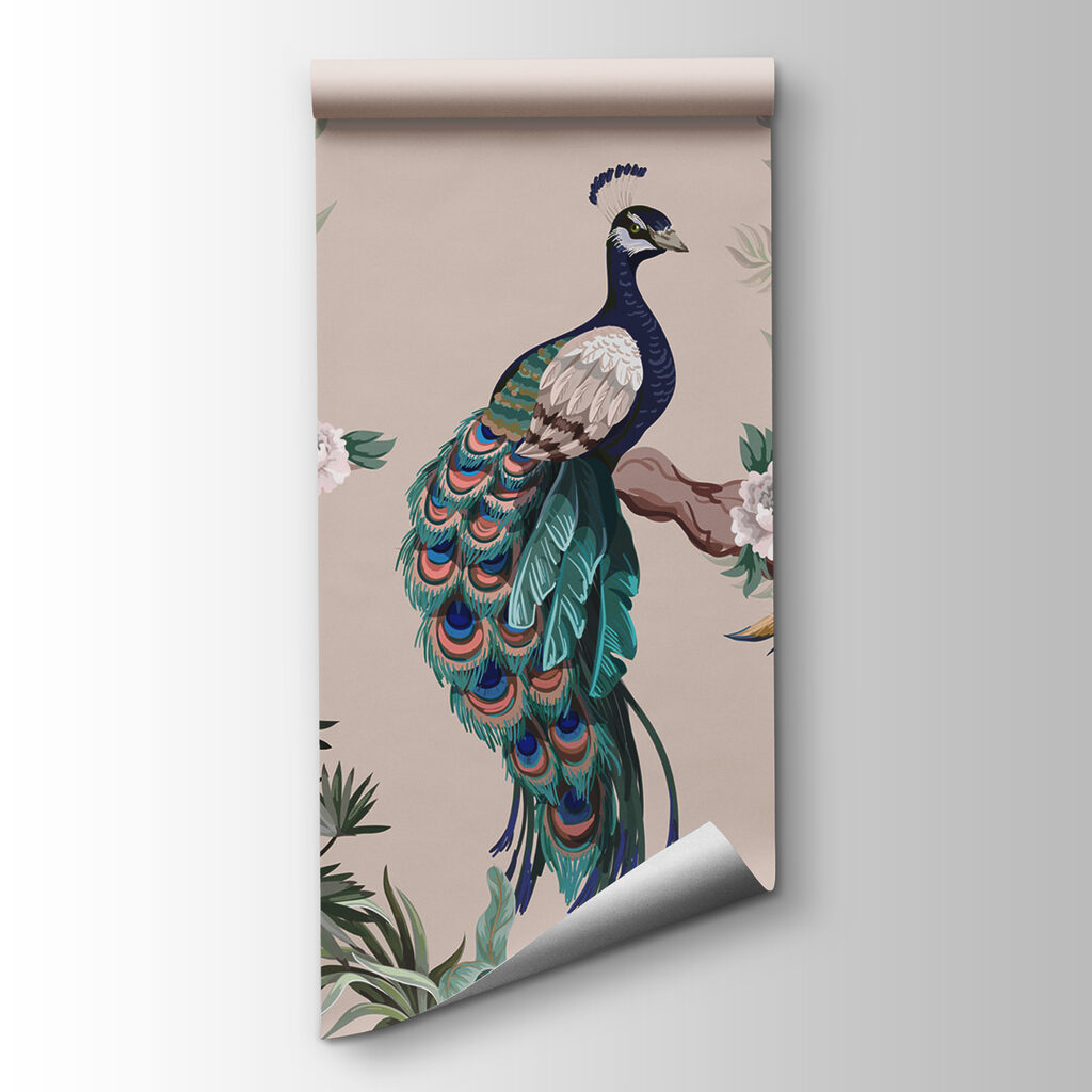 Wallpaper with birds on branches