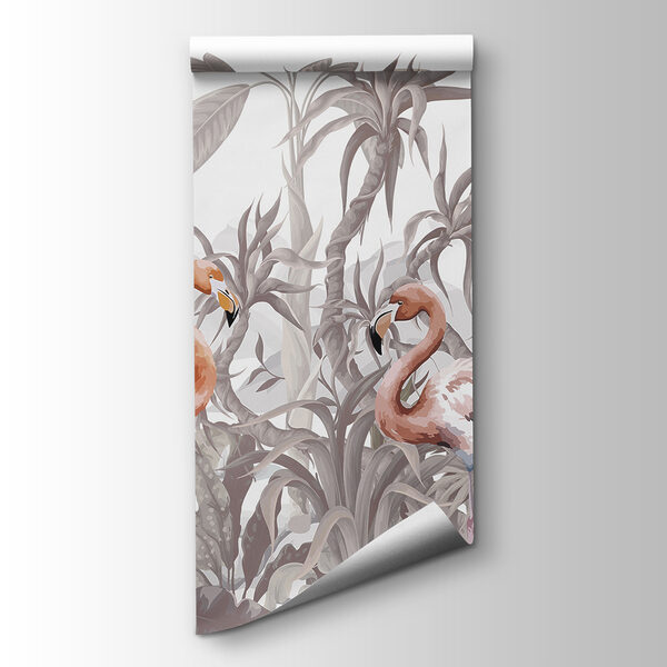 Group of flamingos in a forest Group of flamingos in a forest