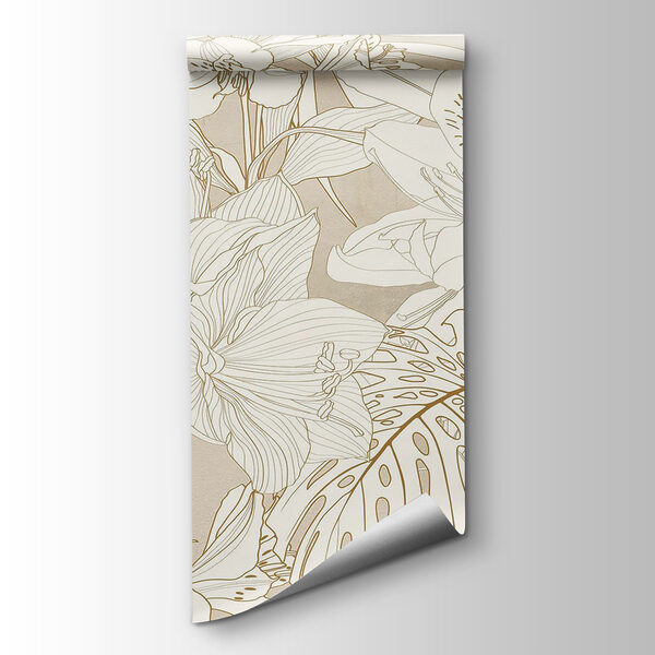 Wallpaper with flowers and leaves Wallpaper with flowers and leaves