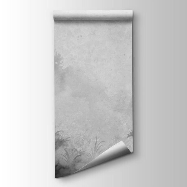 Black and white image of trees and bushes