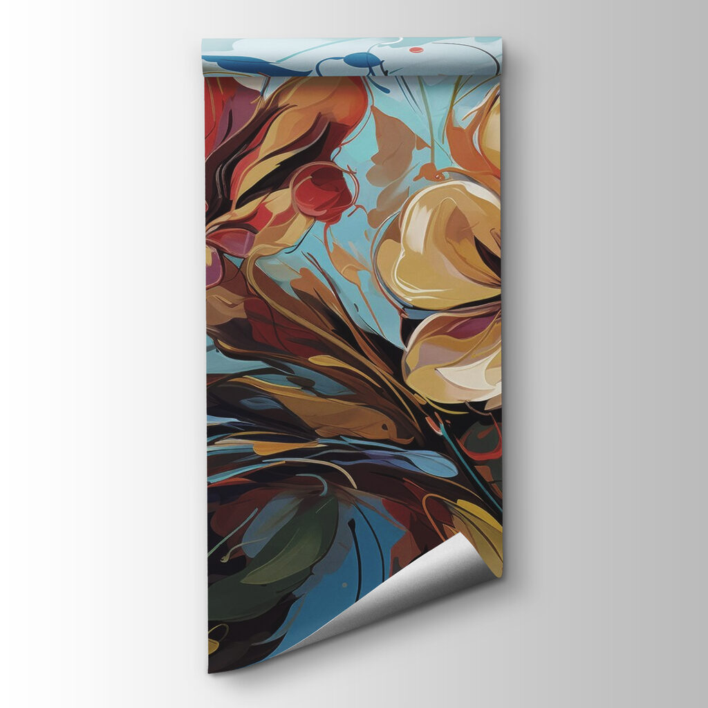 Painting of flowers on a blue background Painting of flowers on a blue background