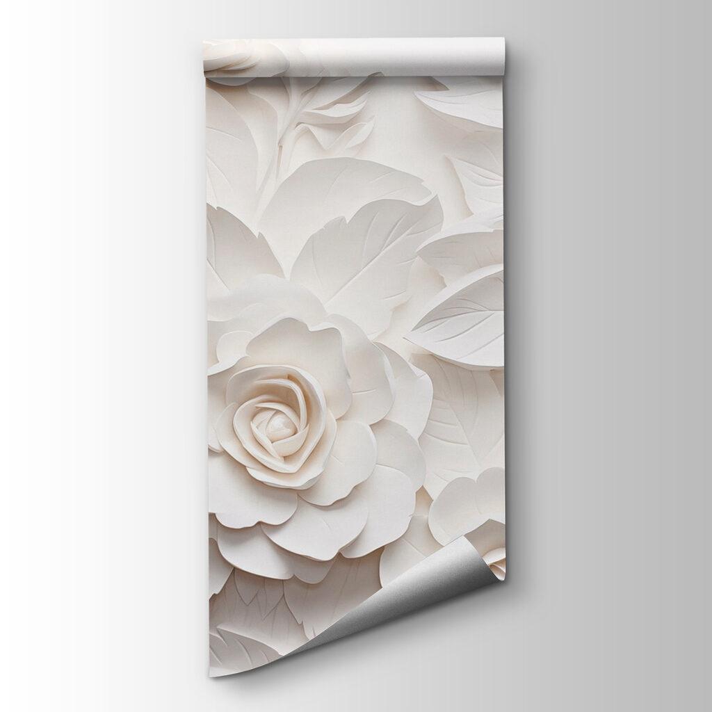 White paper flowers and leaves White paper flowers and leaves