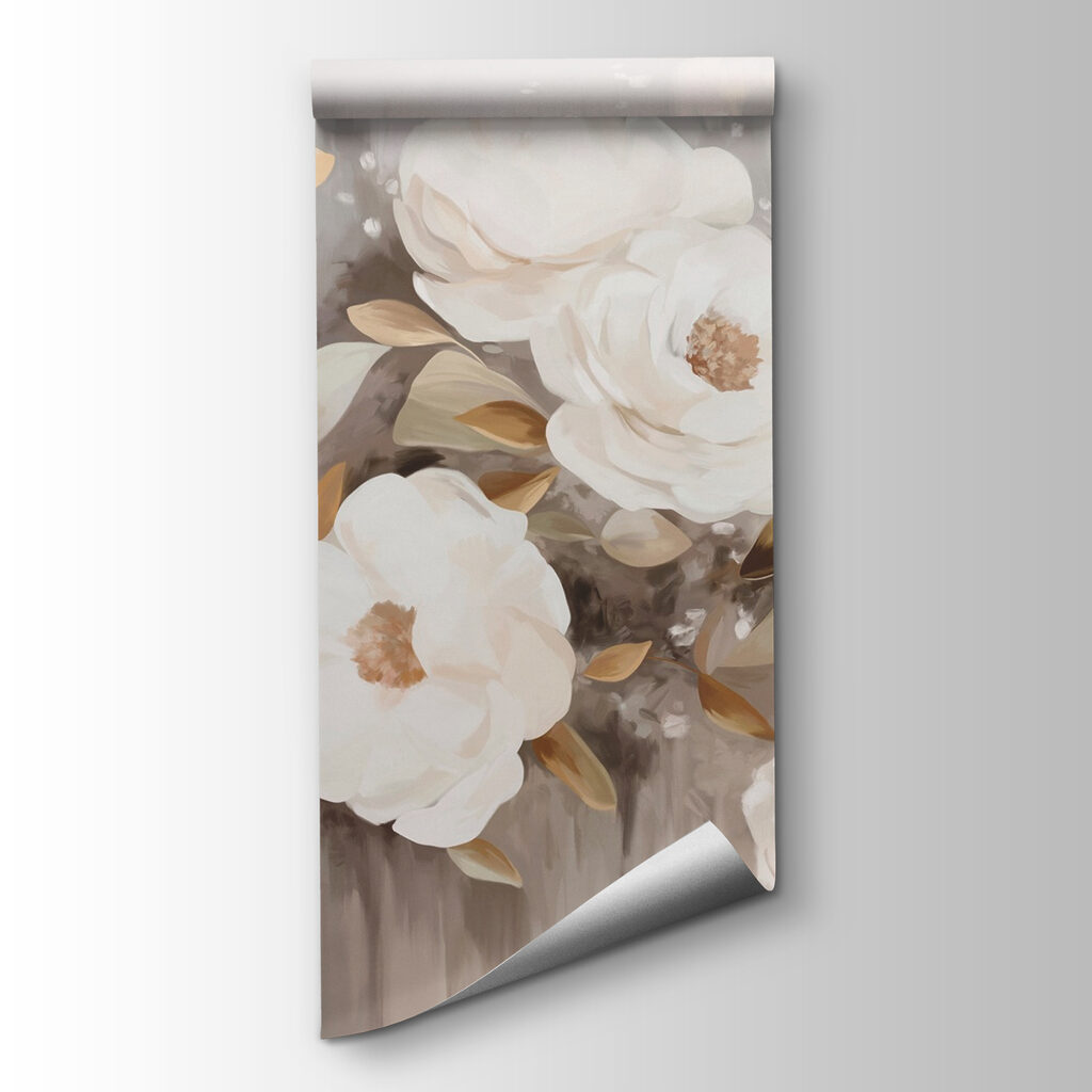 Painting of white flowers and leaves Painting of white flowers and leaves