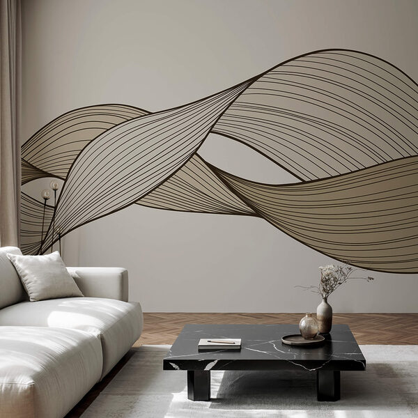 Wall murals Brown and black wavy lines (SKU: t00385) Wall murals Wall murals Brown and black wavy lines (SKU: t00385)
