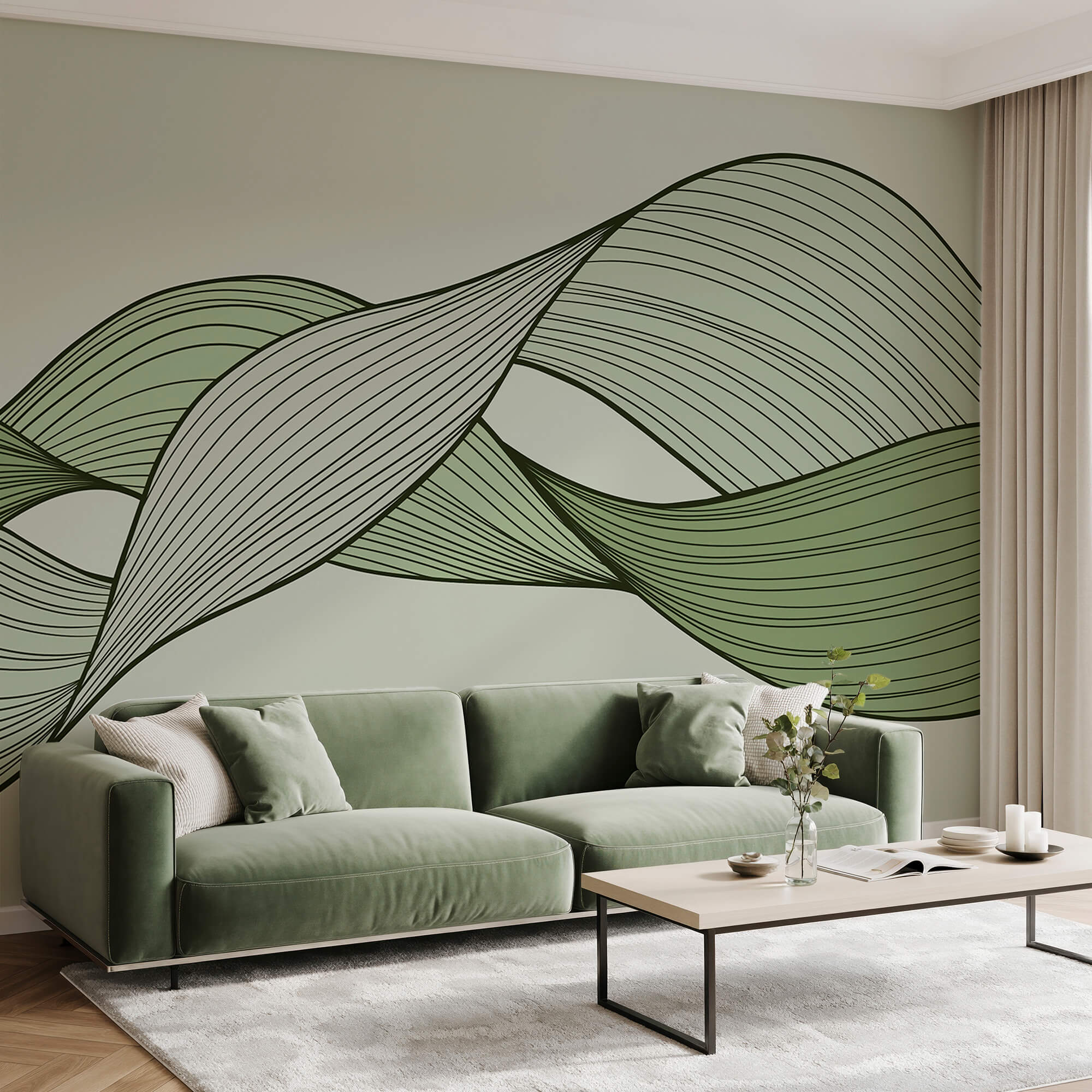 Green and black wavy lines Green and black wavy lines