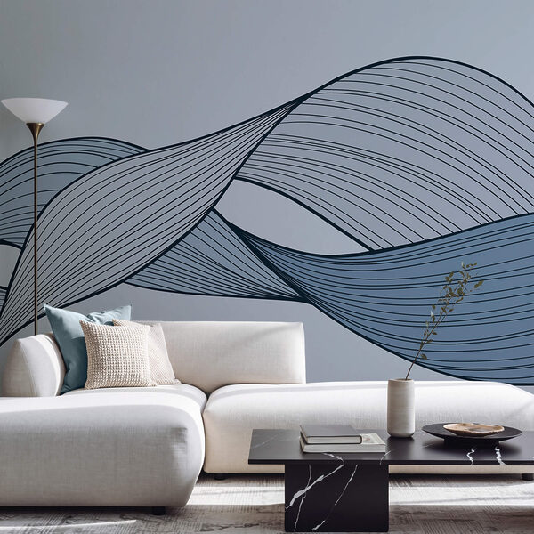 Blue and black wavy lines Blue and black wavy lines