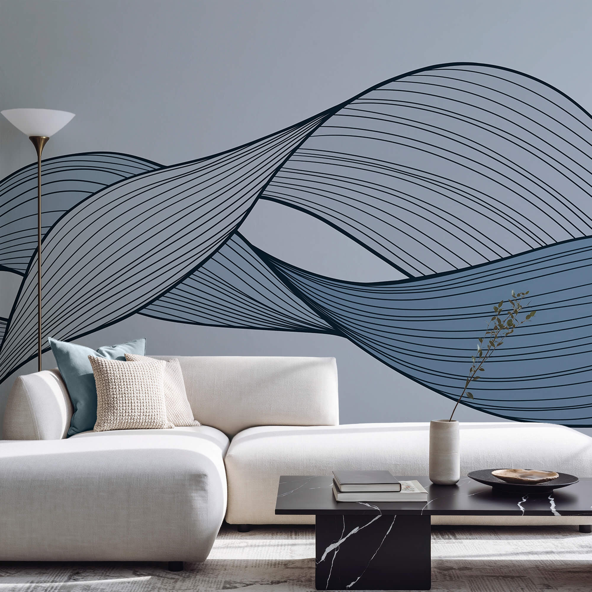 Blue and black wavy lines Blue and black wavy lines