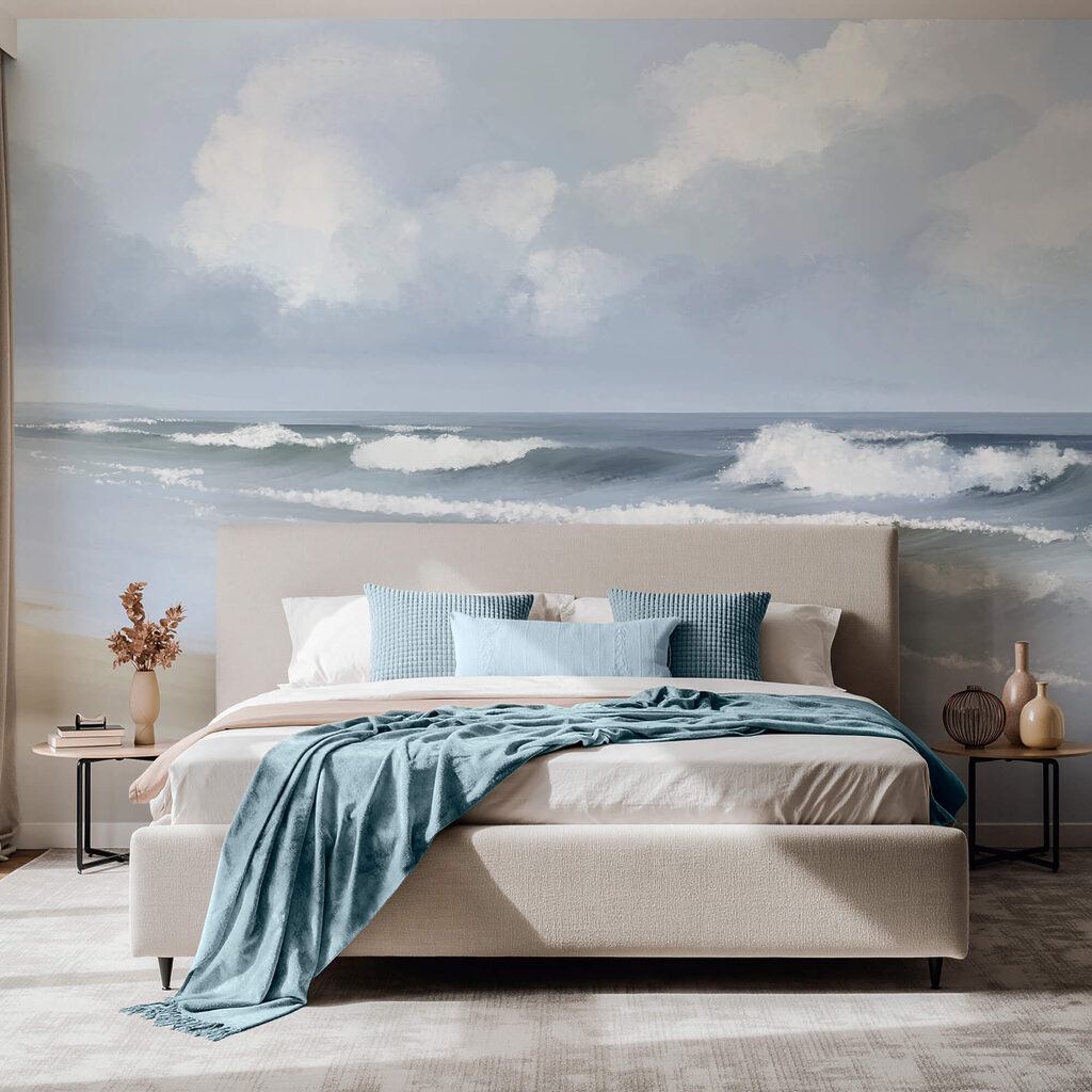 Beach with waves crashing on the shore Beach with waves crashing on the shore