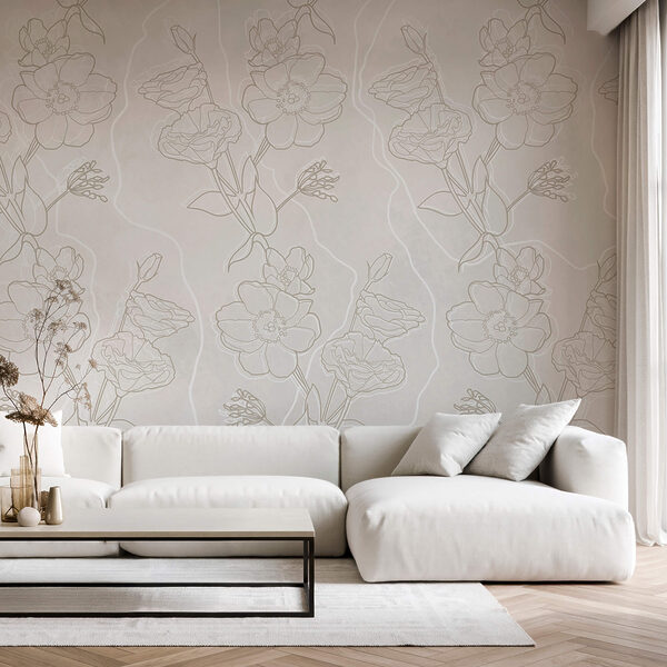 Wall murals White and brown floral pattern (SKU: t00390) Wall murals Wall murals White and brown floral pattern (SKU: t00390)