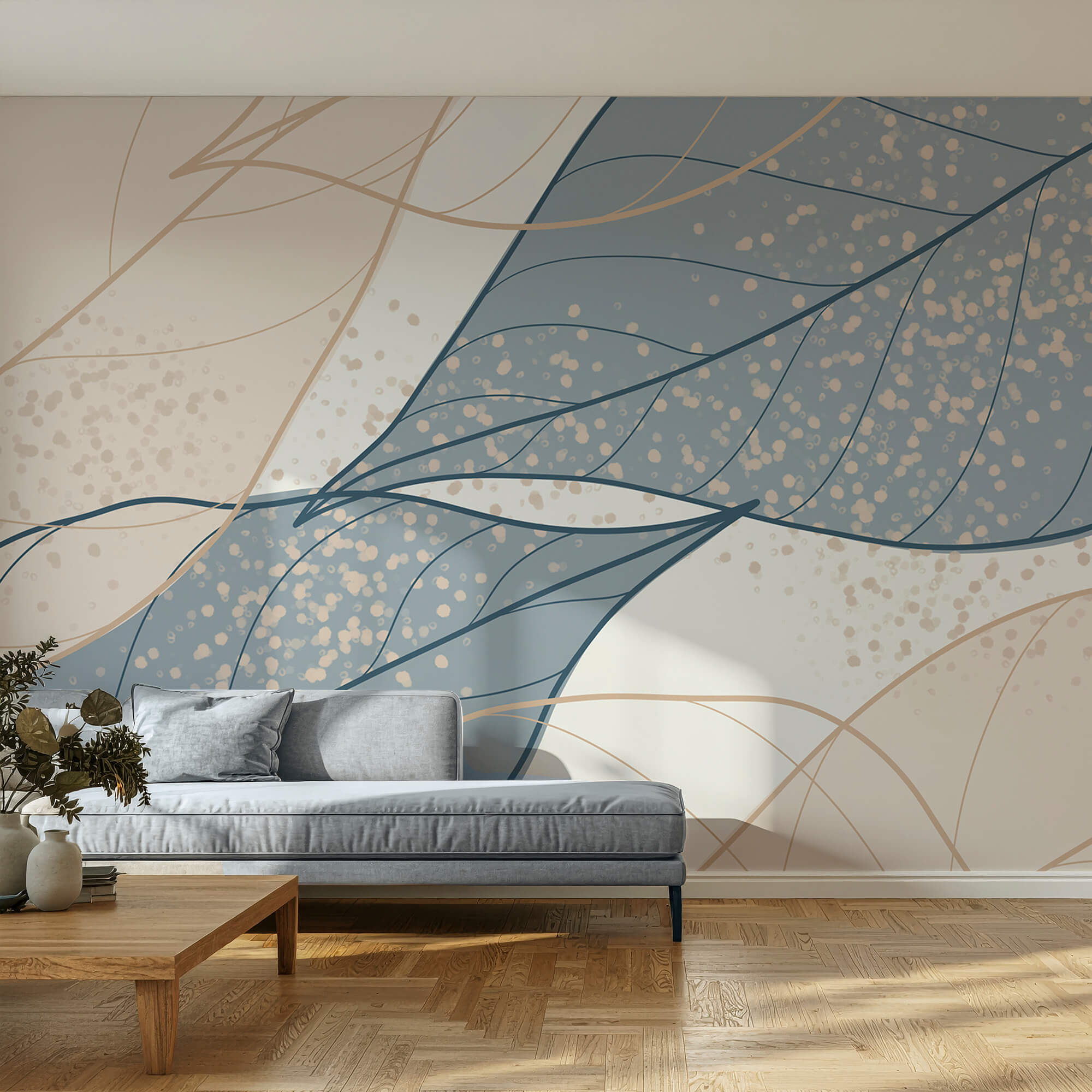 Soft hues of leaf patterns intertwine