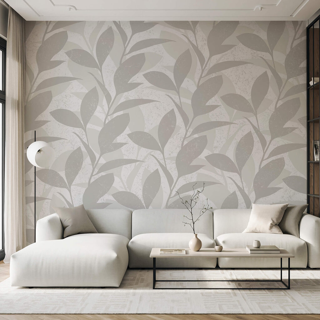 Pattern of leaves on a white background