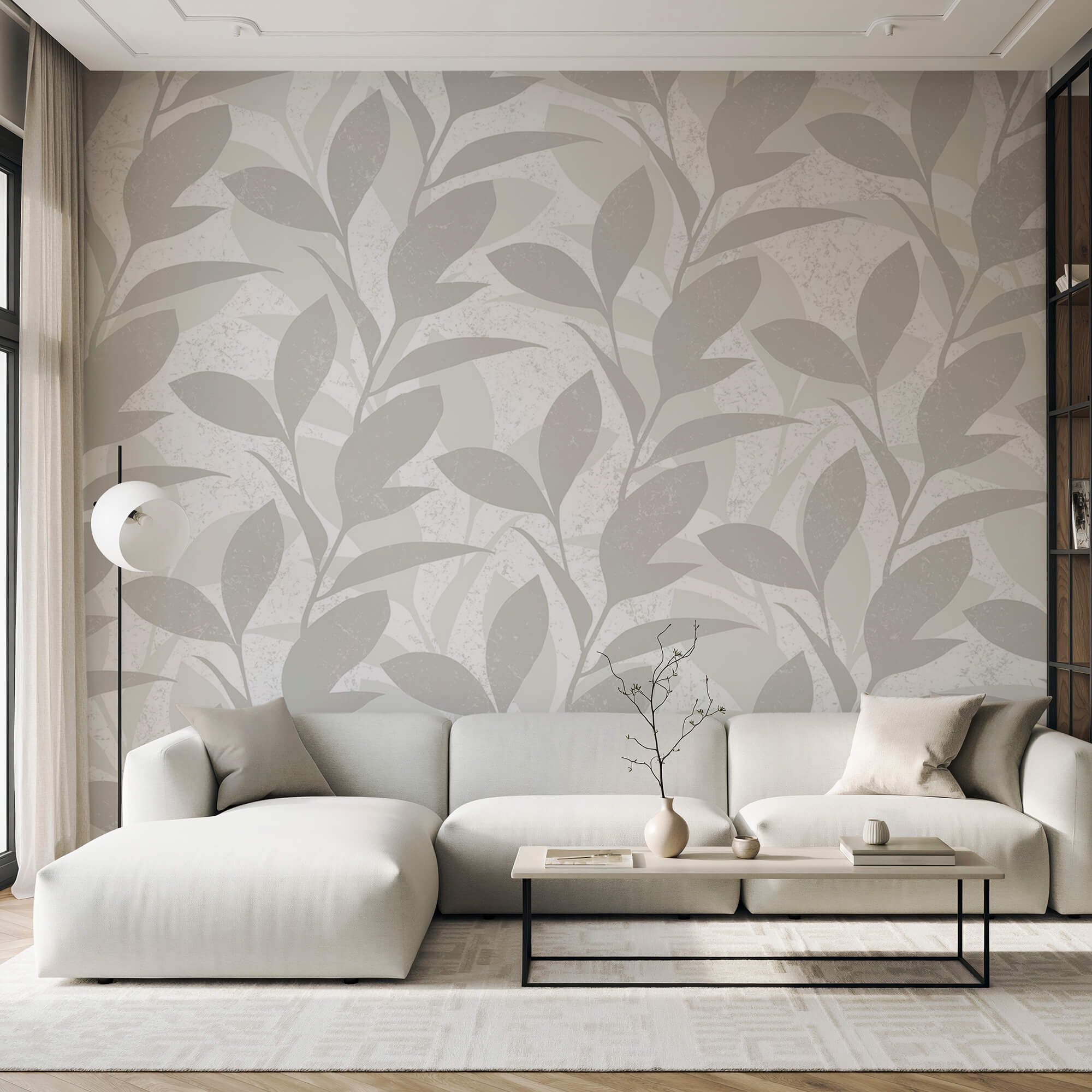 Pattern of leaves on a white background