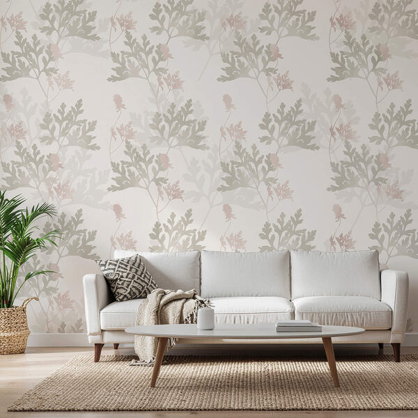 Wall murals Wall murals Pattern of leaves and flowers (SKU: t00400)