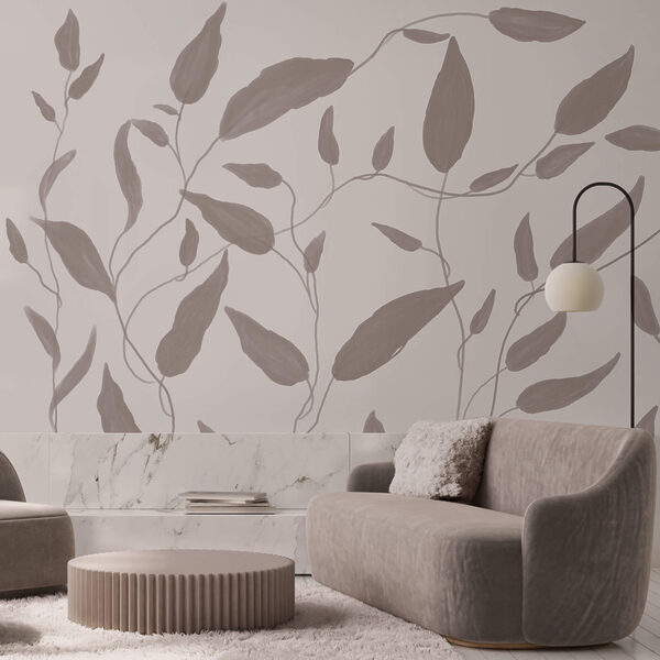 Drawing of leaves on a white background