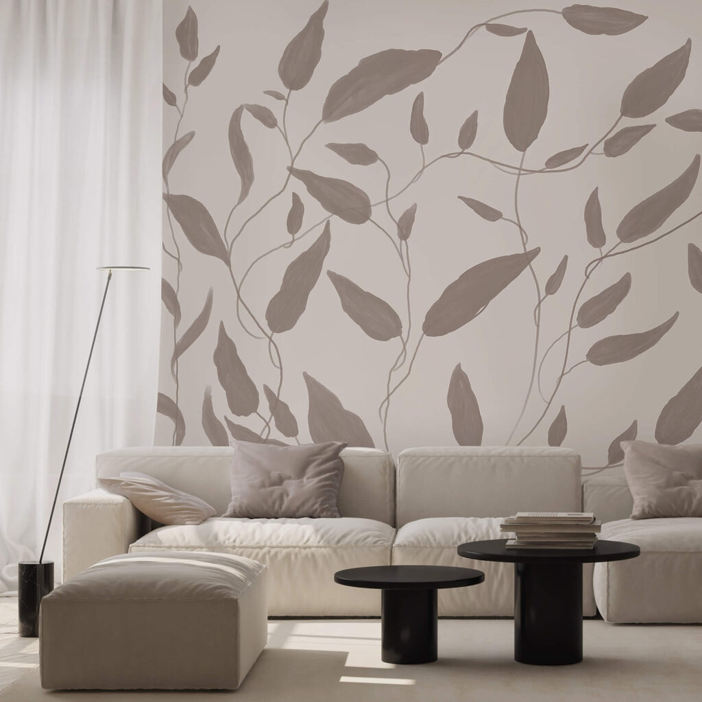 Drawing of leaves on a white background